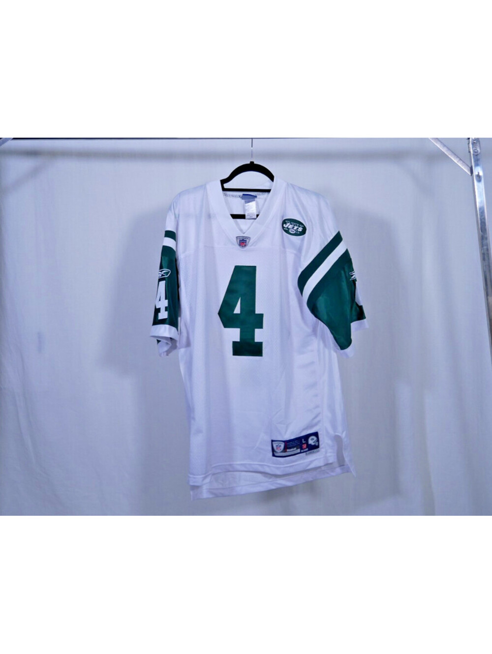 New York Jets Brett Favre #4 Reebok Jersey White Men's Size L